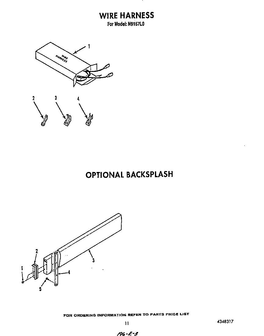 Roper N9157X0 ^backsplash diagram
