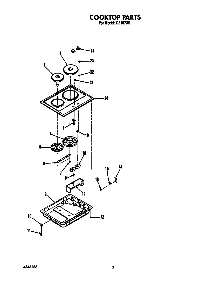Roper C3107L0 cooktop diagram