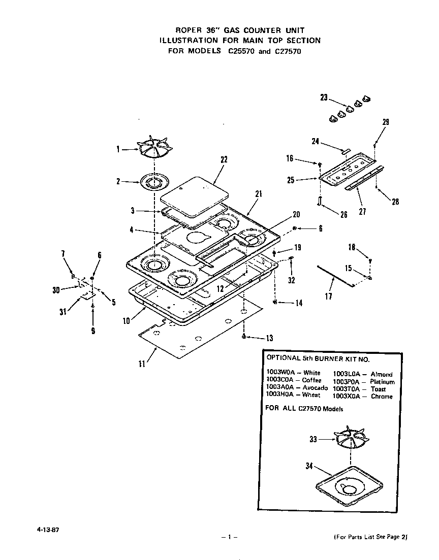 Roper C2757*0 main top diagram