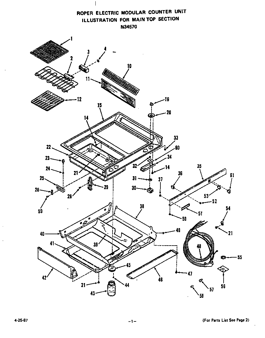 Roper N3457W0 main top diagram