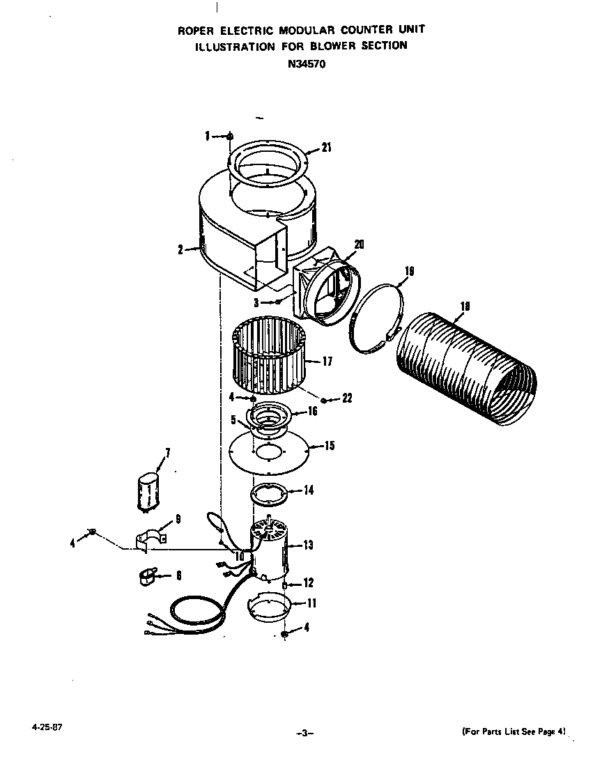 Roper N3457W0 blower diagram