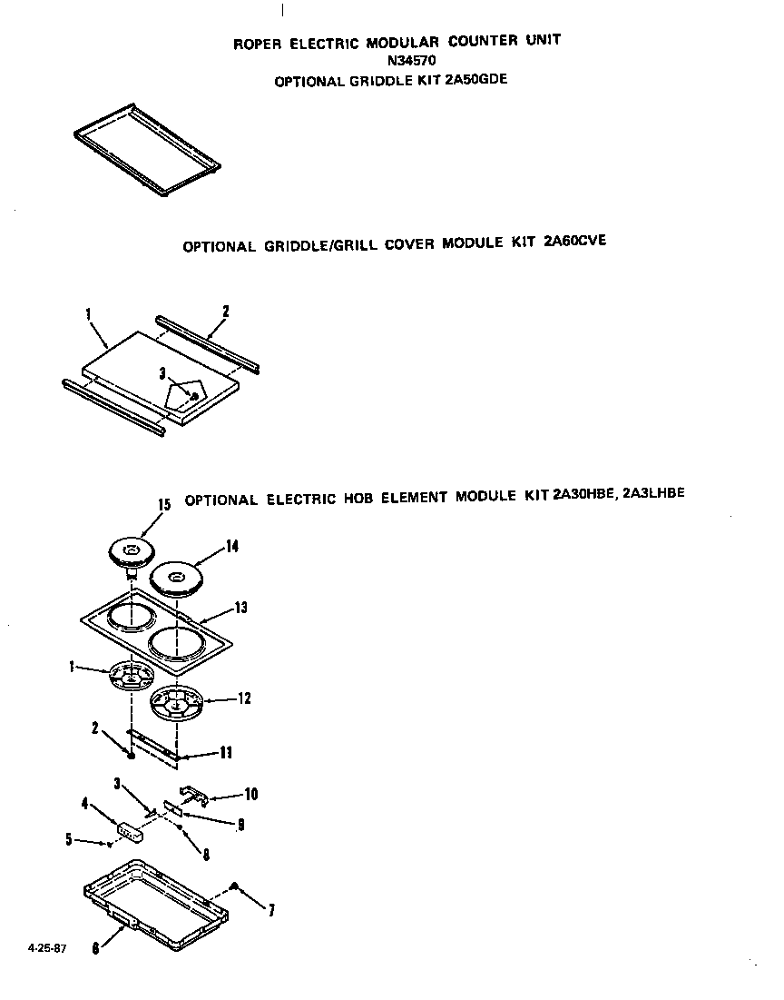 Roper N3457W0 ^griddle diagram