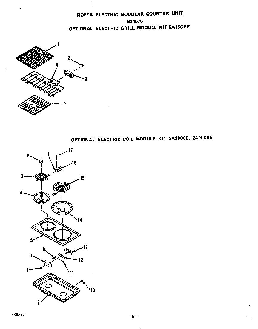 Roper N3457W0 ^electric grill diagram