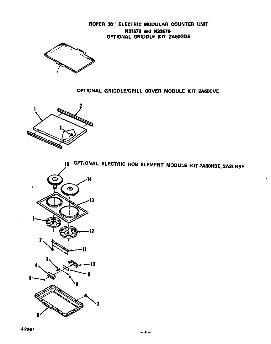 Roper N3257*0 ^griddle diagram