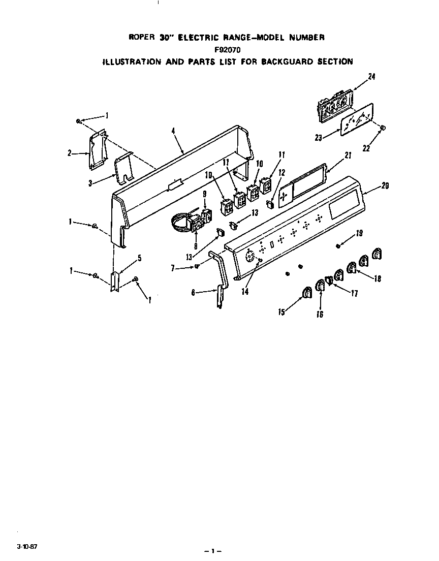Roper F9027*0 backguard diagram