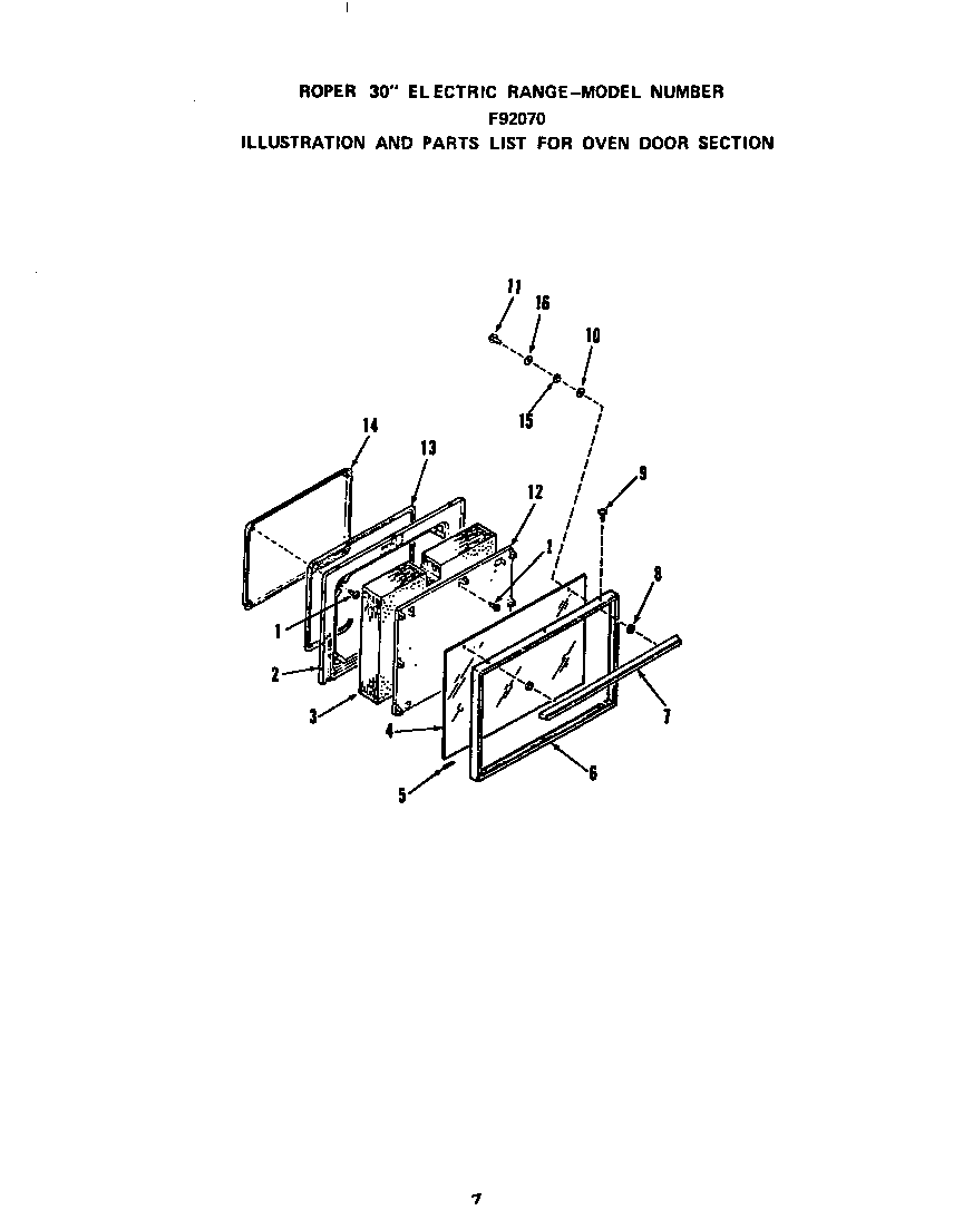 Roper F9027*0 oven door diagram
