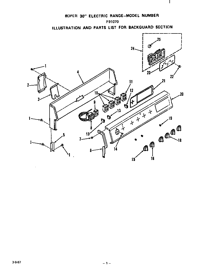 Roper F9107W0 backguard diagram