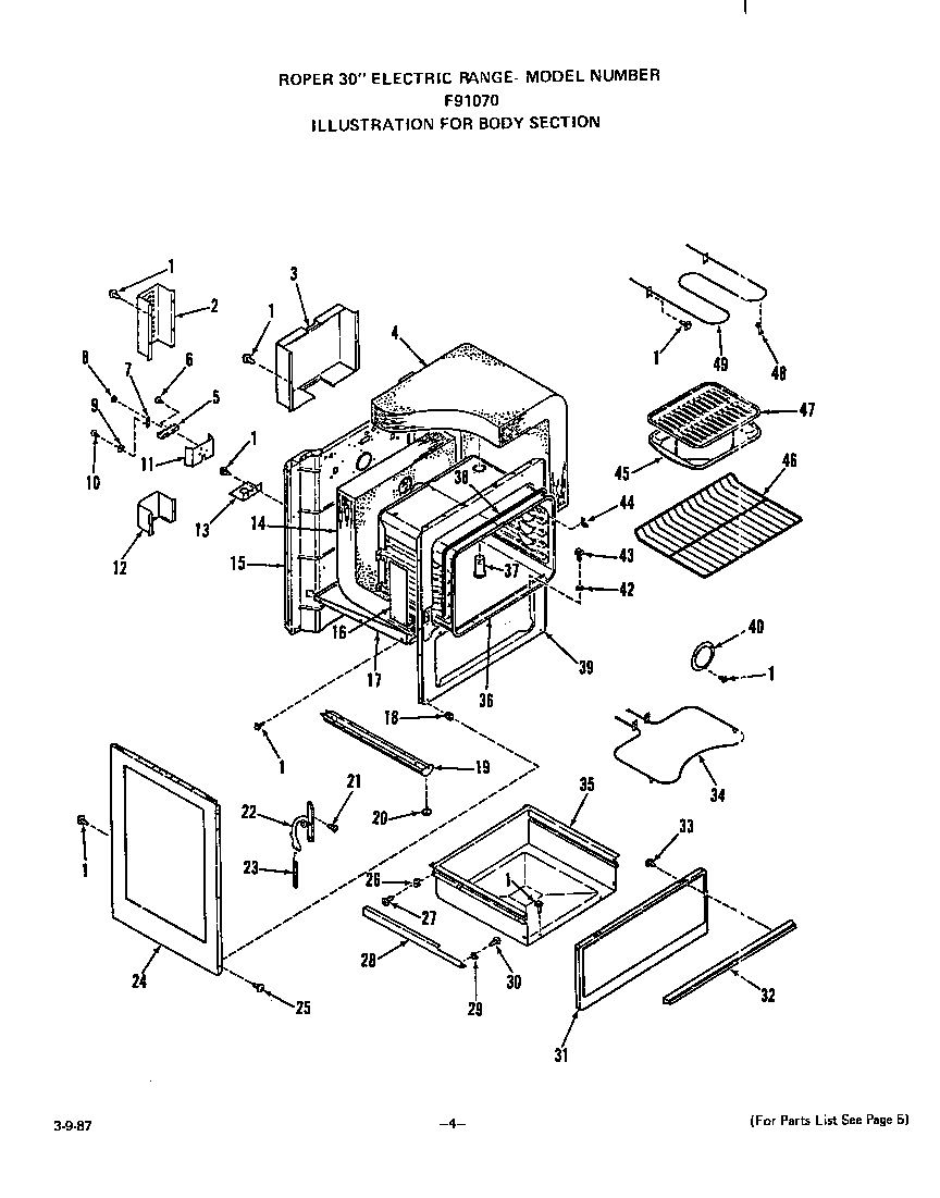 Roper F9107W0 body diagram