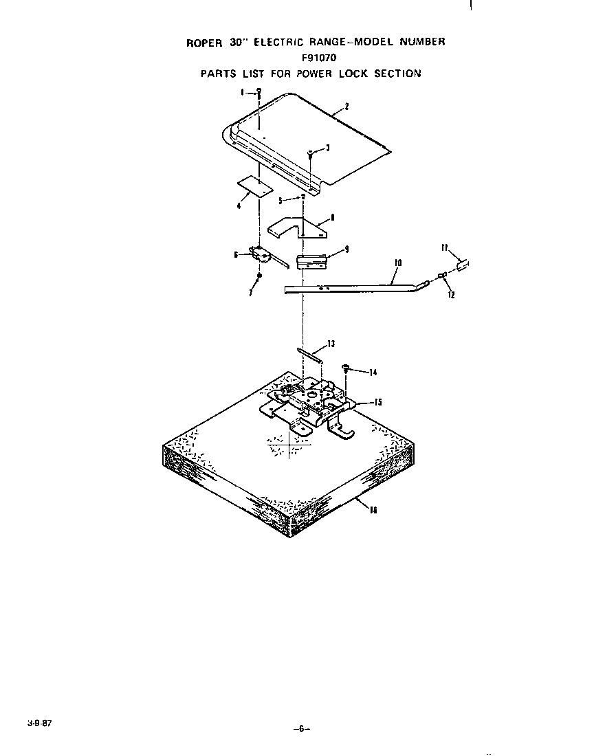 Roper F9107W0 power lock diagram