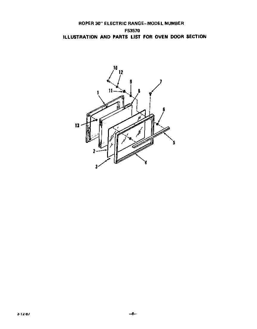 Roper F5357*0 oven door diagram
