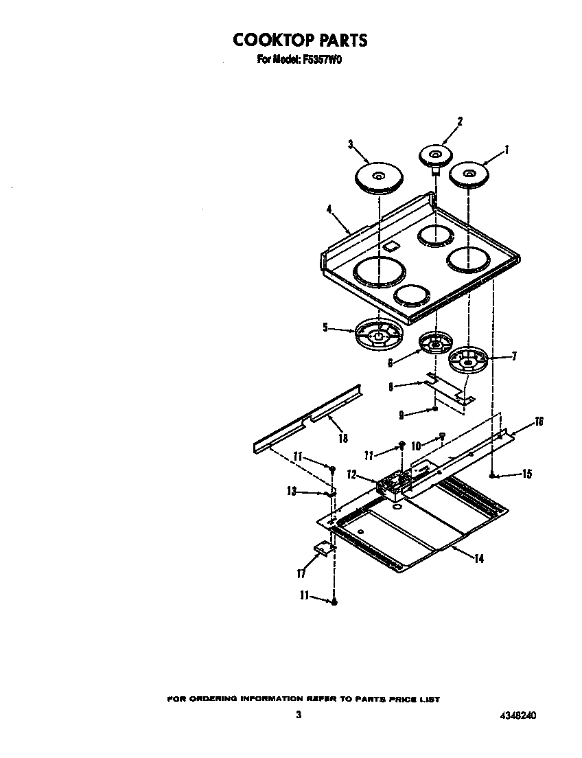 Roper F5357W0 cooktop diagram