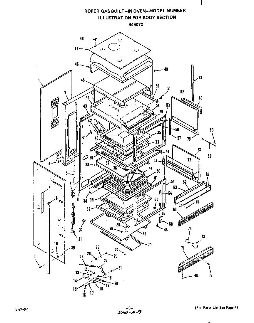 Roper B4607X0 body diagram