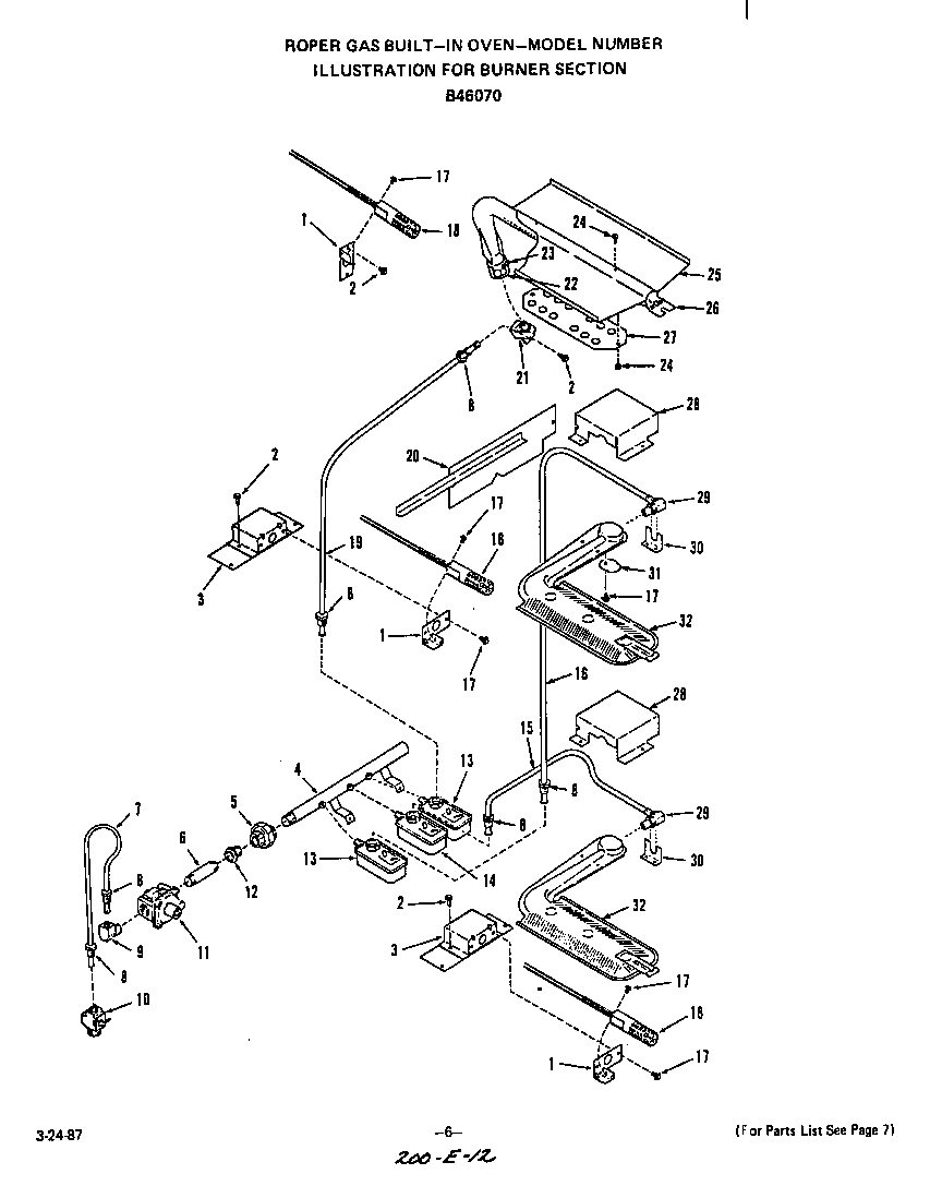 Roper B4607X0 burner diagram
