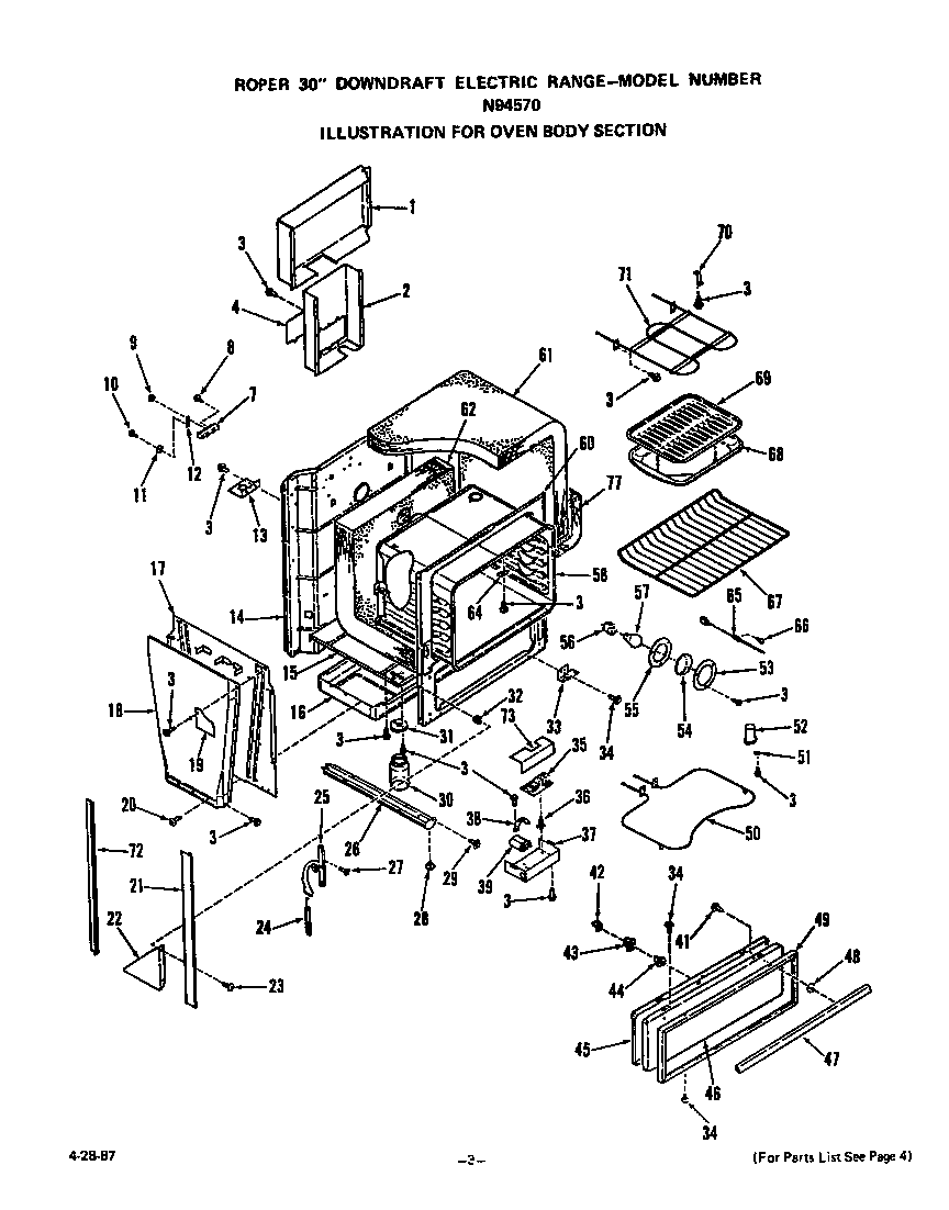 Roper N9457*0 oven body diagram