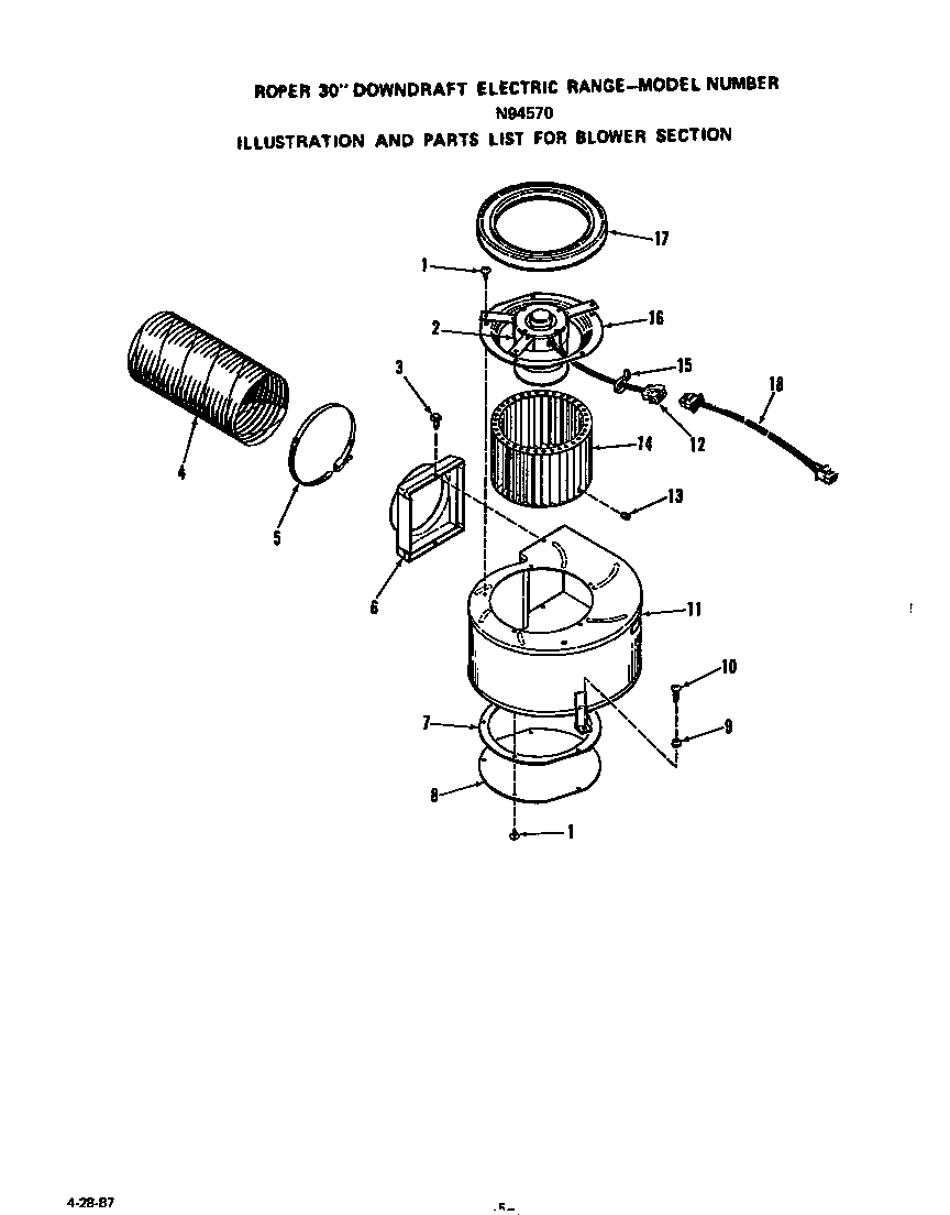 Roper N9457*0 blower diagram