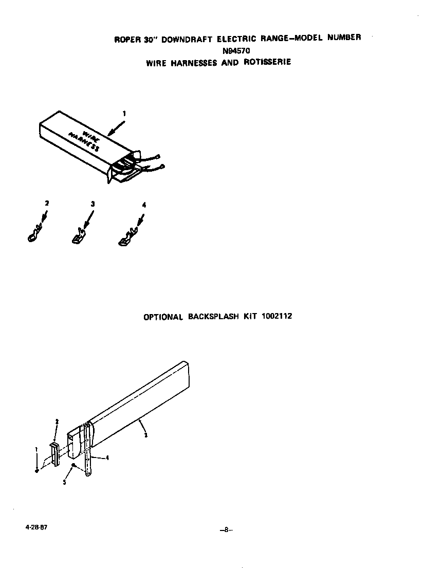 Roper N9457*0 wire harnesses and rotisserie diagram