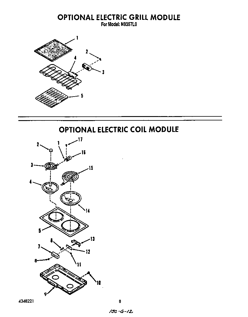 Roper N9357L0 ^electric grill diagram