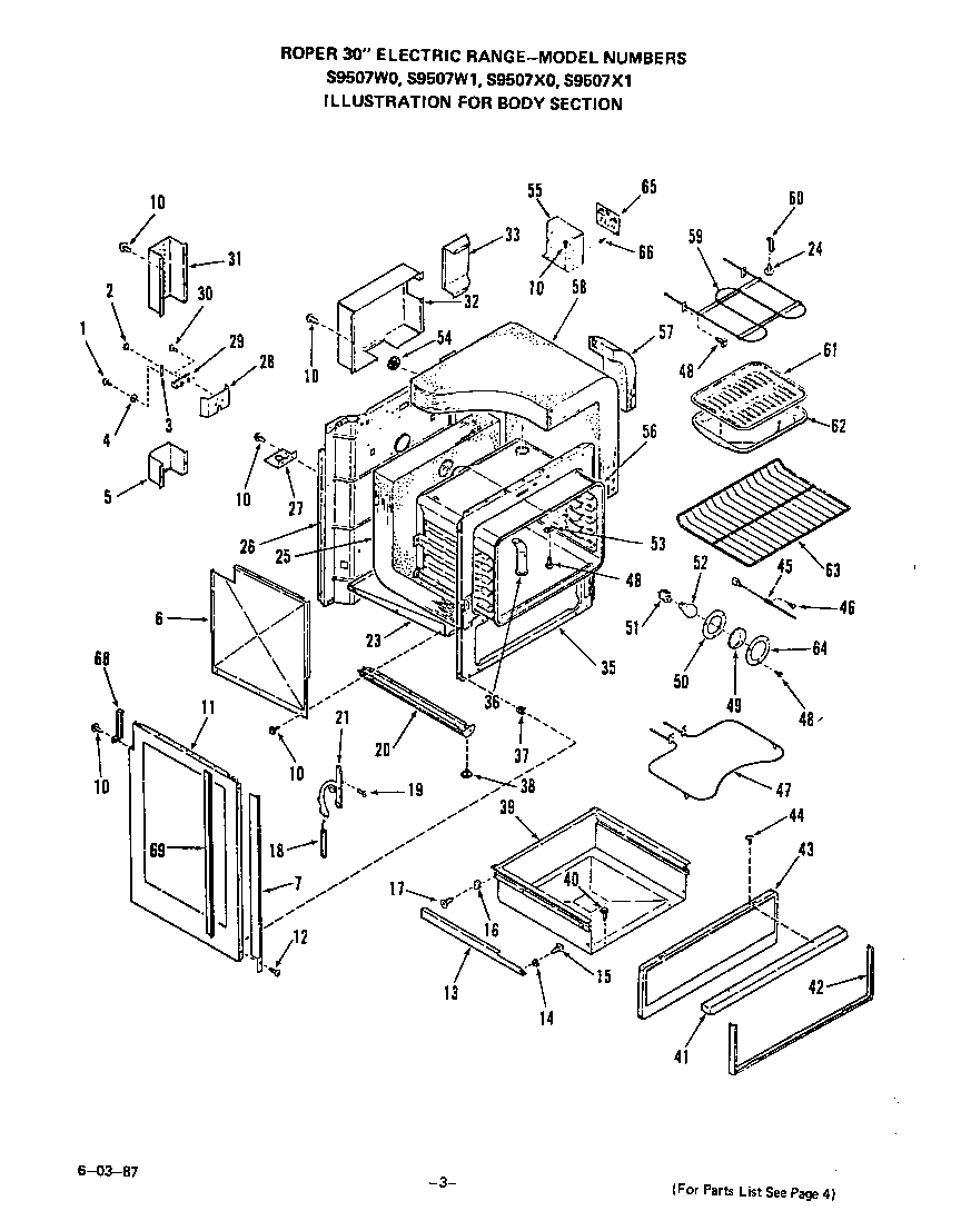 Roper S9507W0 body diagram