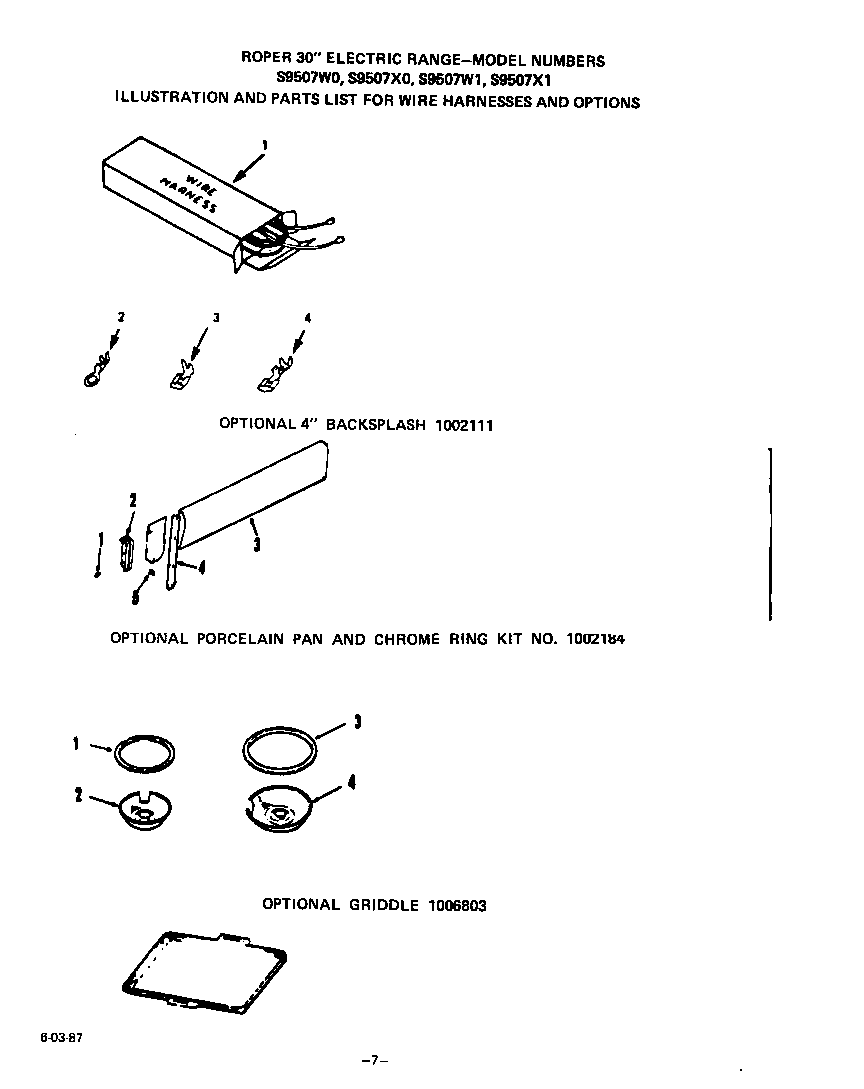 Roper S9507W0 wire harness diagram