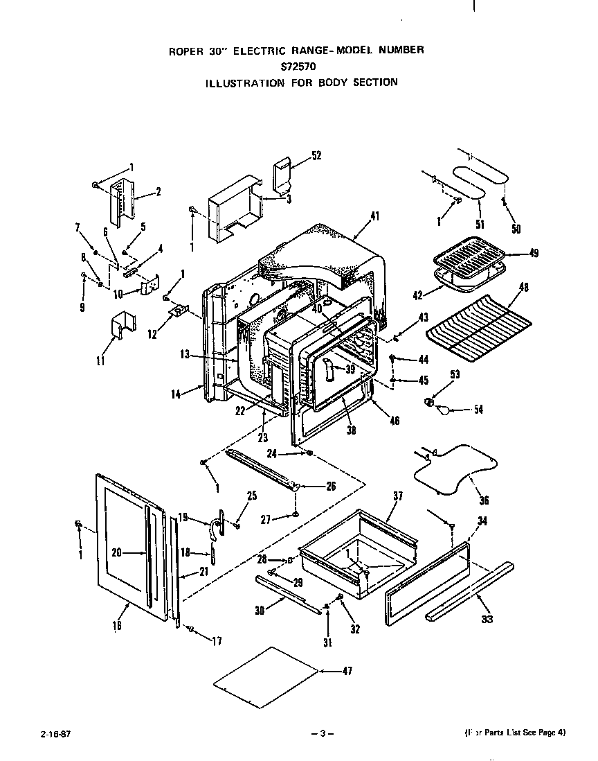 Roper S7257X0 body diagram