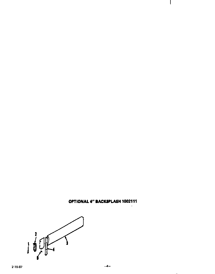 Roper S7257X0 lit/optional 4" backsplash diagram