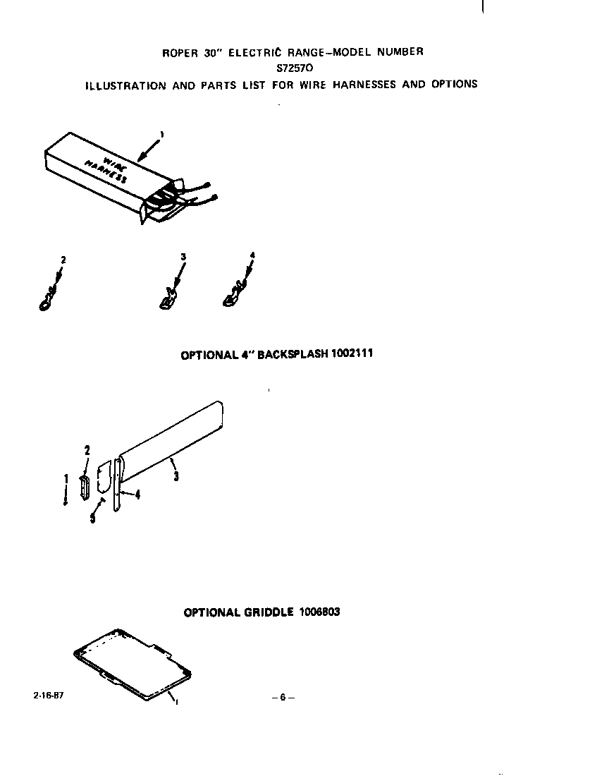 Roper S7257X0 wire harness diagram