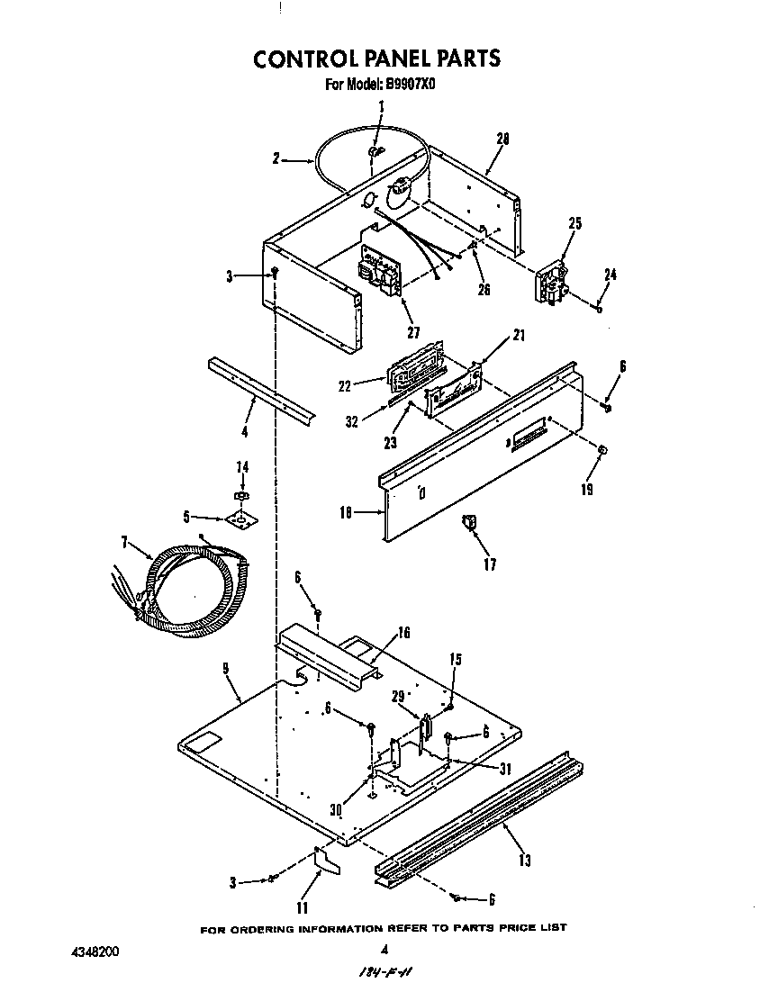 Roper B9907*0 control panel diagram