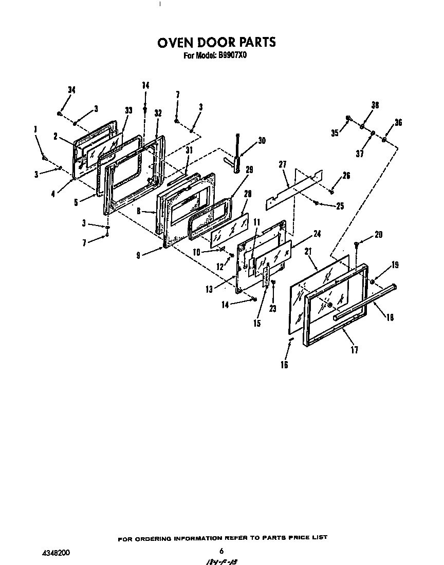 Roper B9907*0 oven door diagram