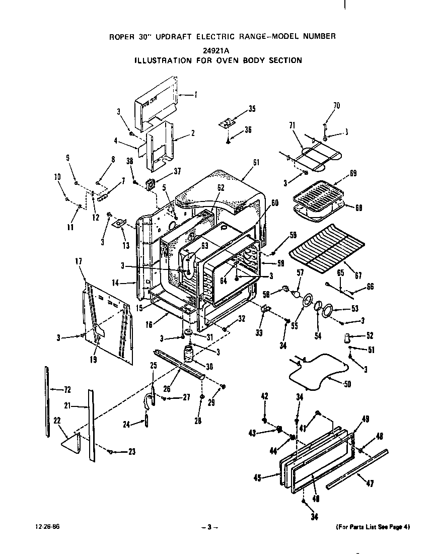 Roper 2492L1A oven body diagram