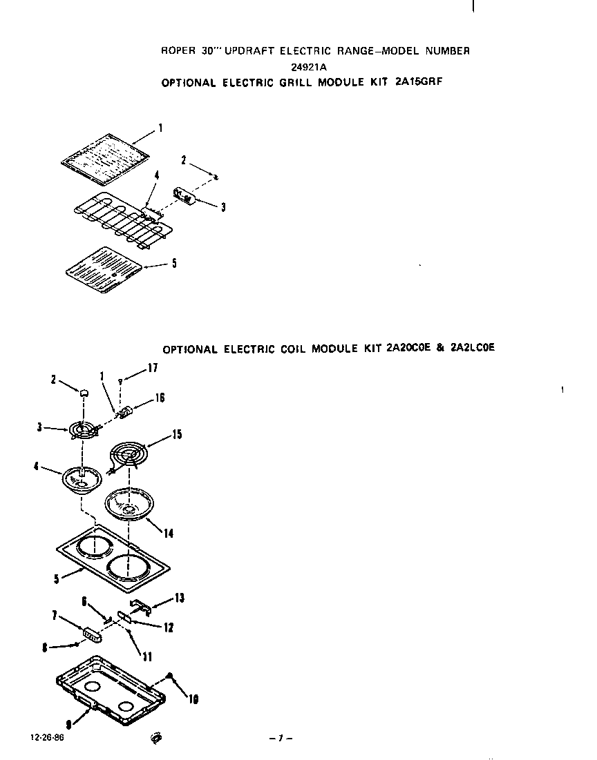 Roper 2492L1A ^electric grill module diagram
