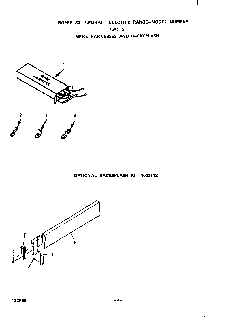 Roper 2492L1A ^backsplash kit diagram