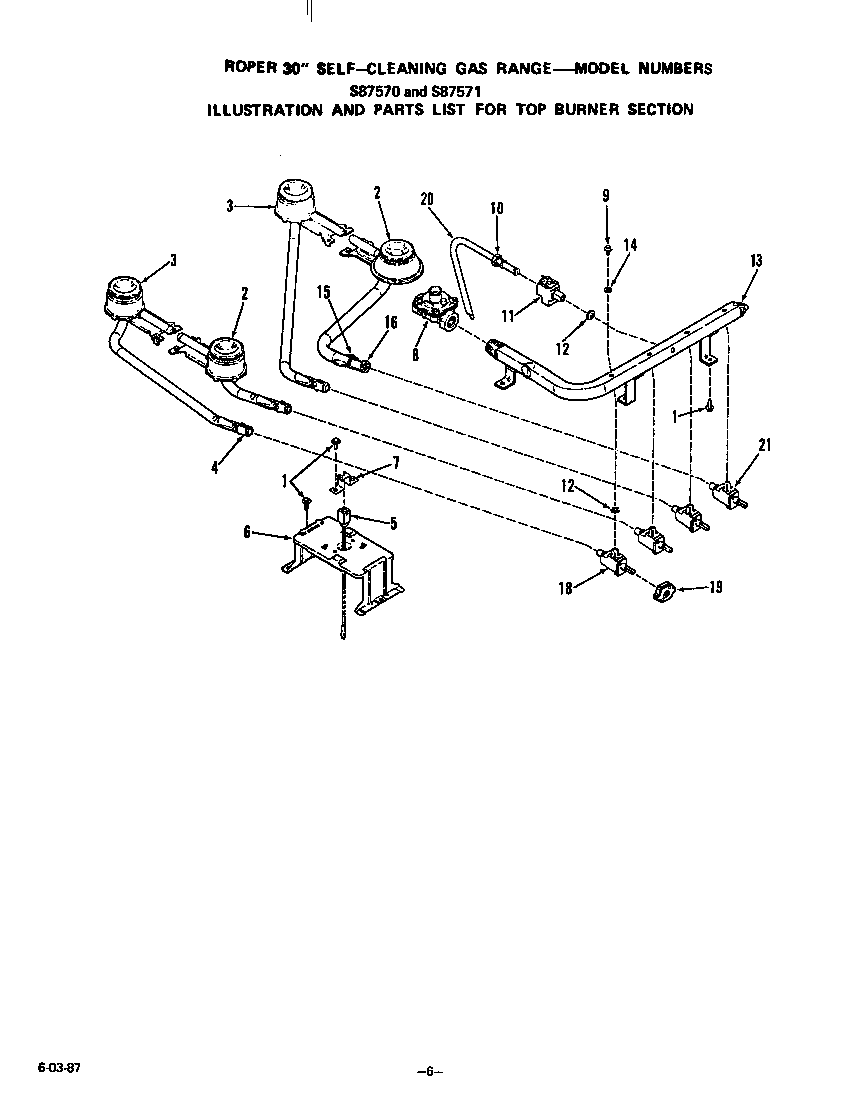 Roper S8757*1 top burner diagram