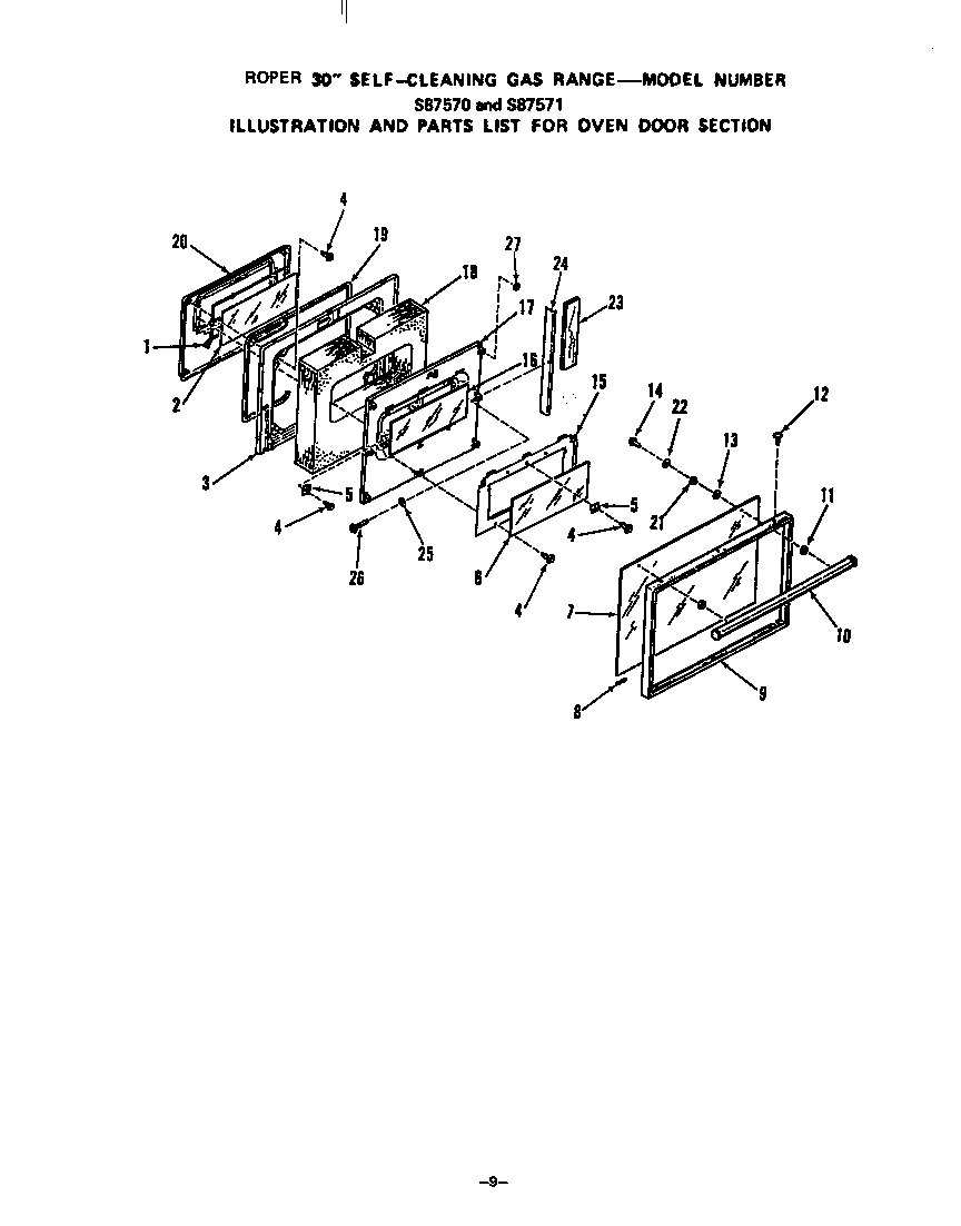 Roper S8757*1 oven door diagram
