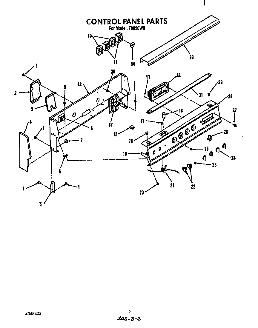 Roper F9858*0 control panel diagram