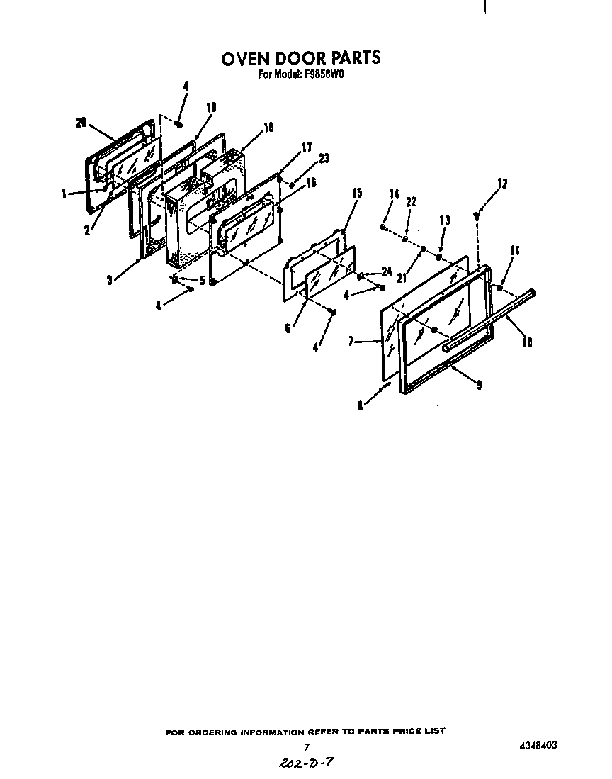 Roper F9858*0 oven door diagram
