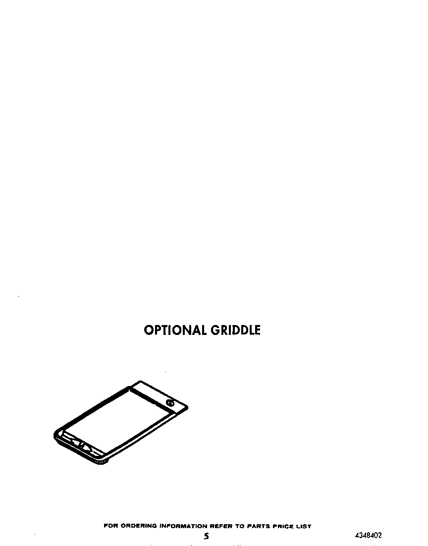 Roper F9757*1 lit/optional griddle diagram