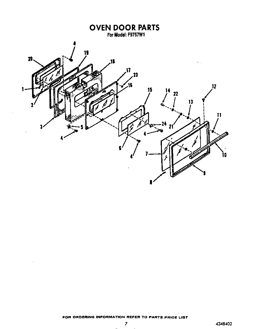 Roper F9757*1 oven door diagram