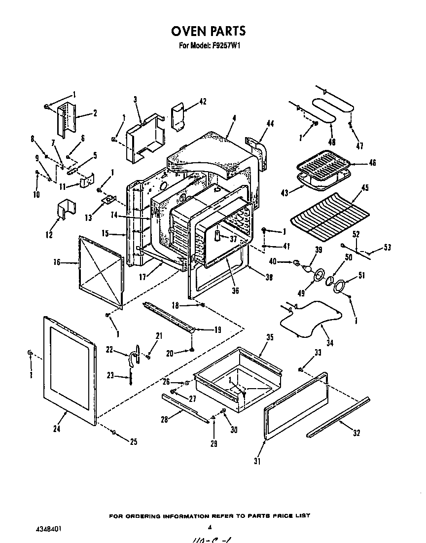Roper F9257W1 oven diagram