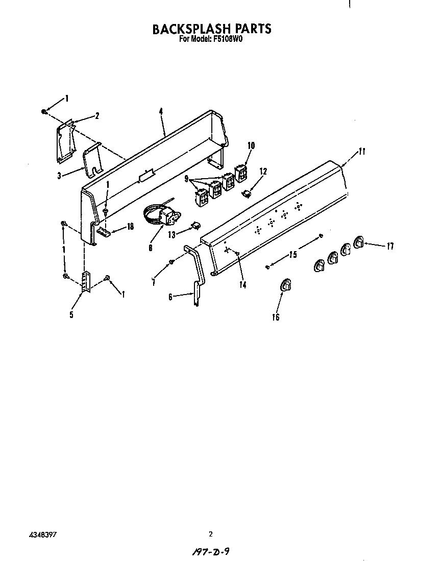 Roper F5108*0 backsplash diagram