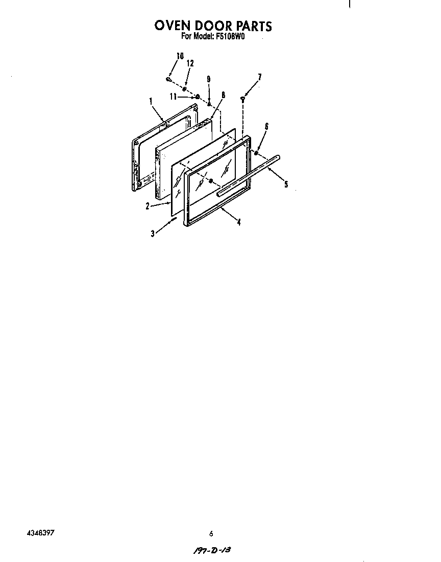 Roper F5108*0 oven door diagram
