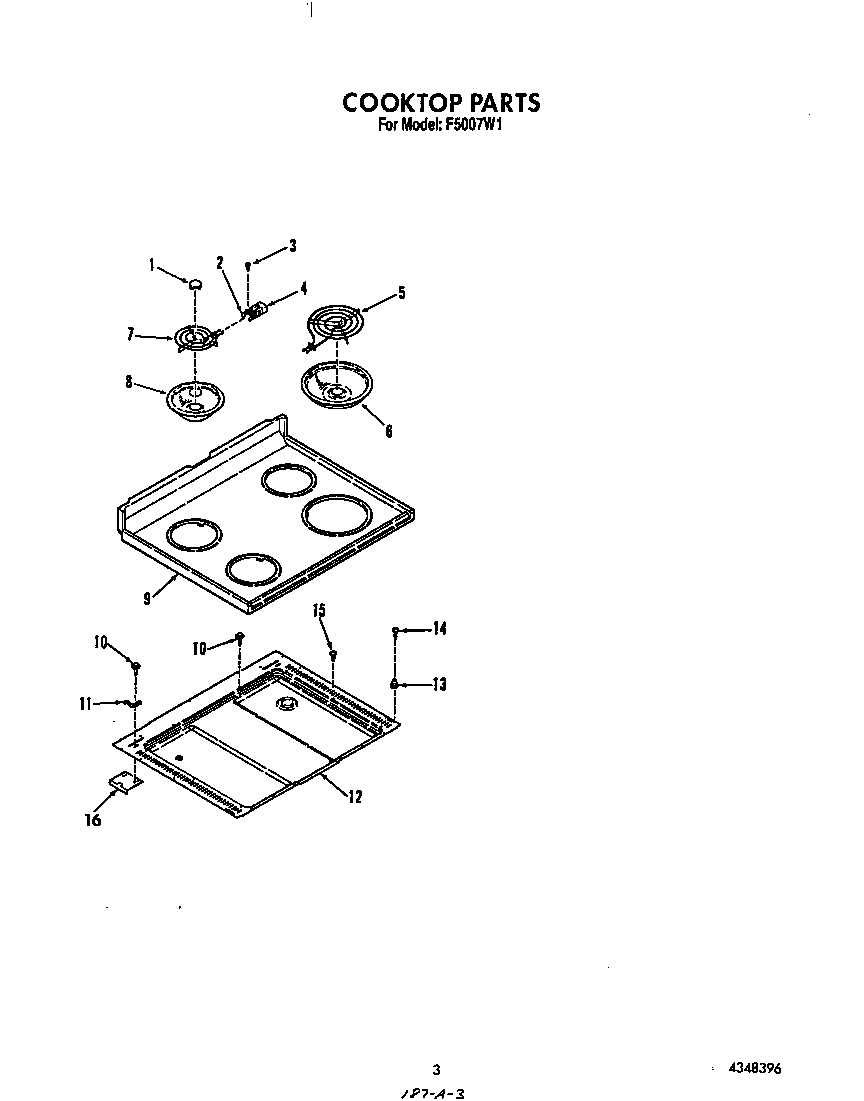 Roper F5007*1 cook top diagram