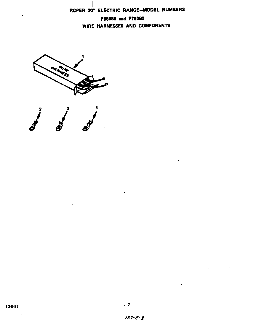 Roper F5608*0 wire harness and components diagram