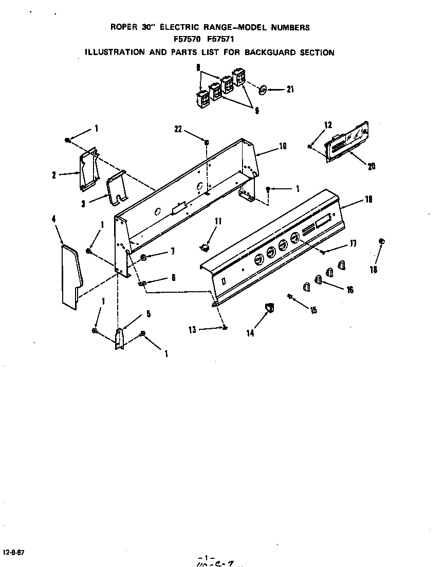 Roper F5757W1 backguard diagram