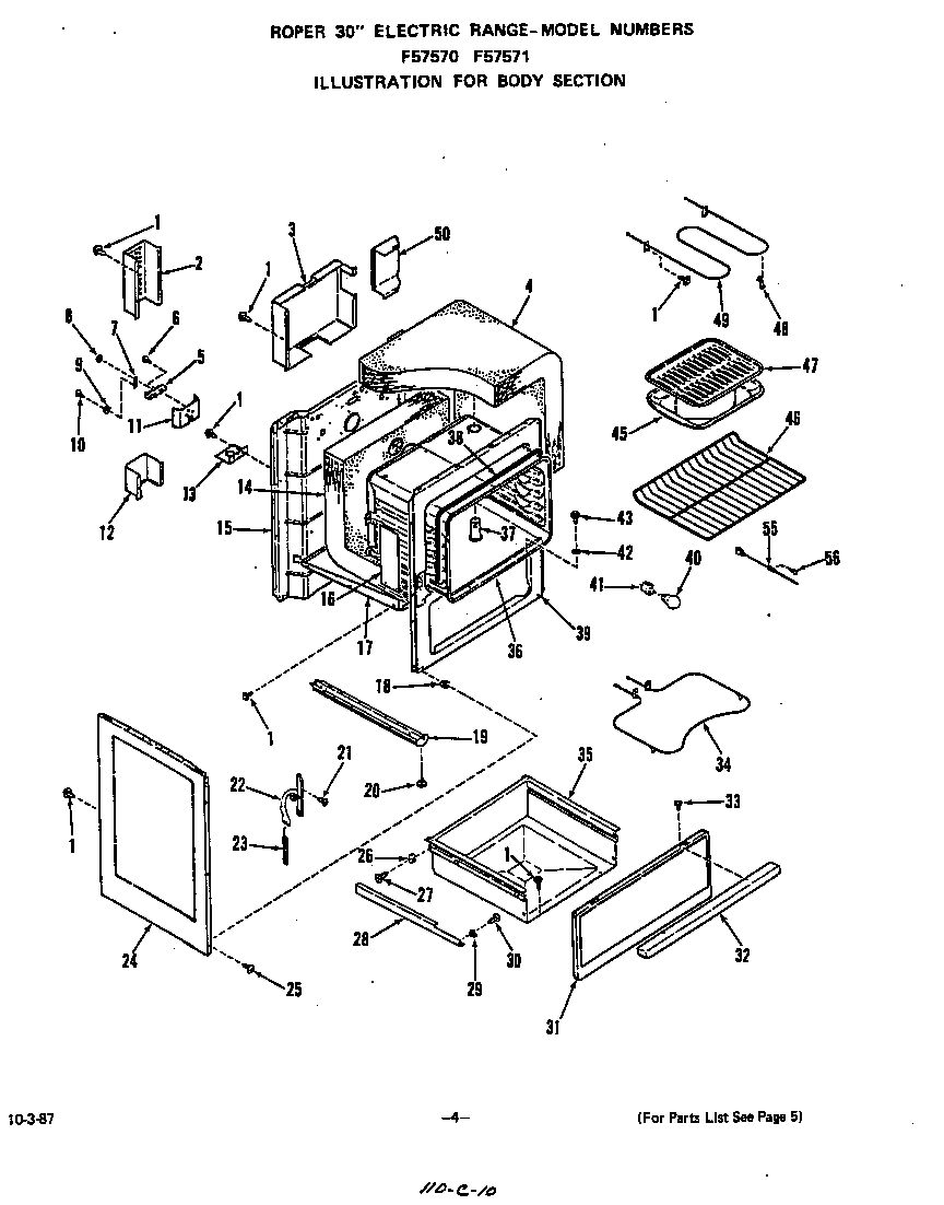Roper F5757W1 body diagram