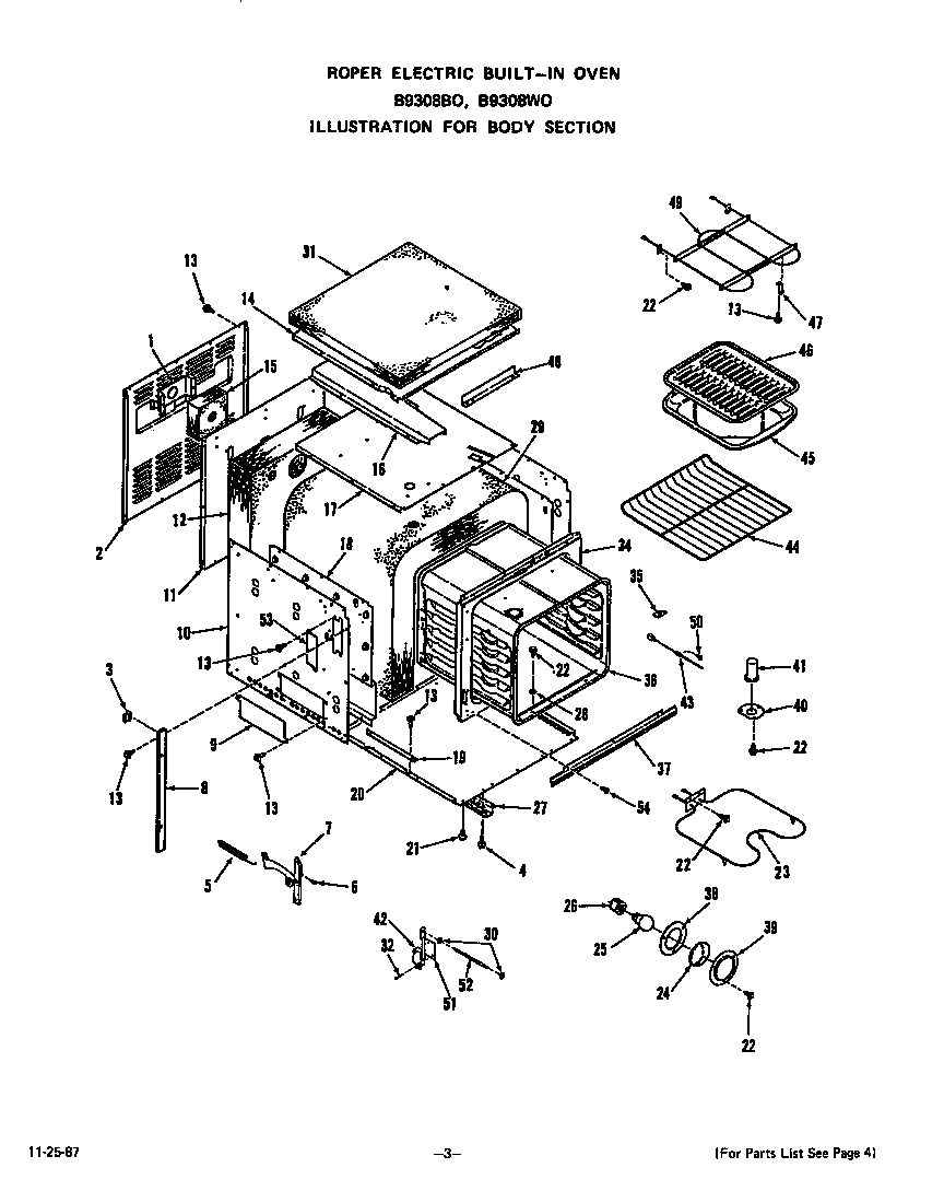 Roper B9308W0 body diagram