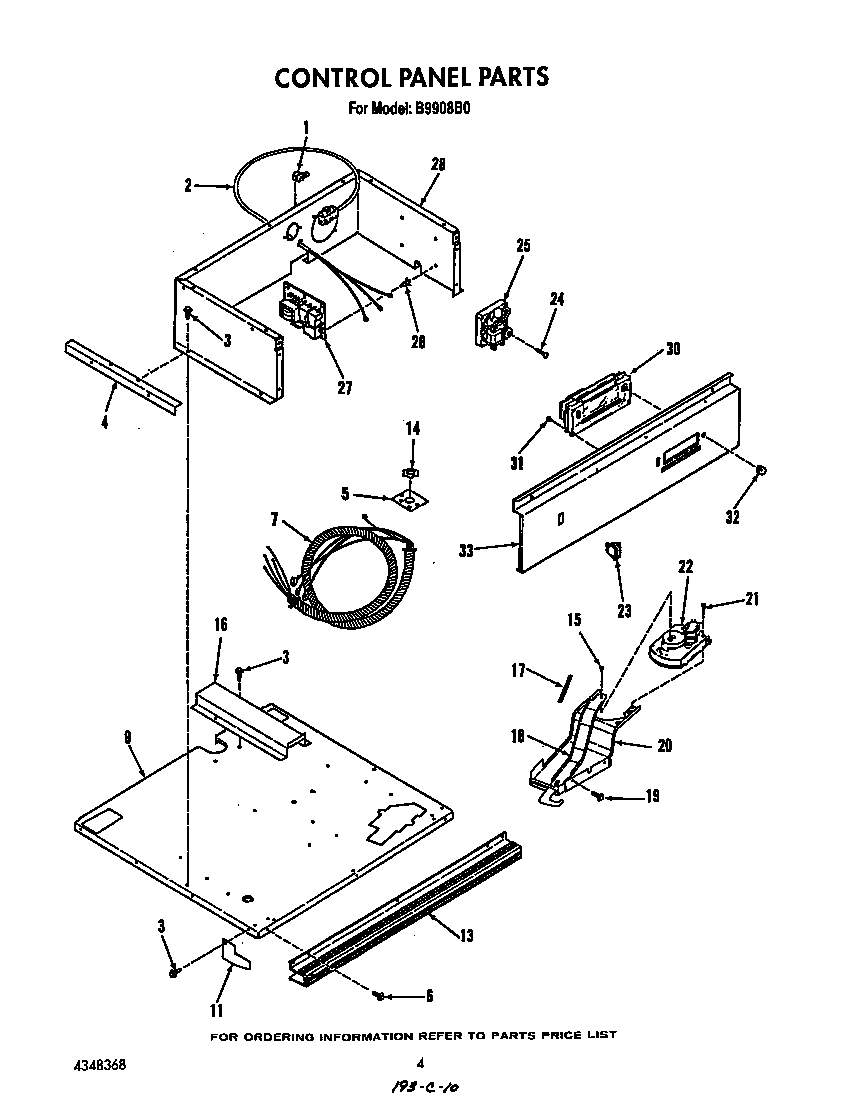 Roper B9908B0 control panel diagram