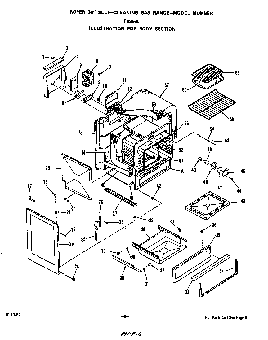 Roper F8958W0 body diagram