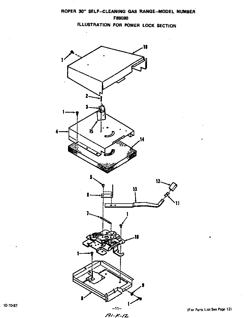Roper F8958W0 power lock diagram