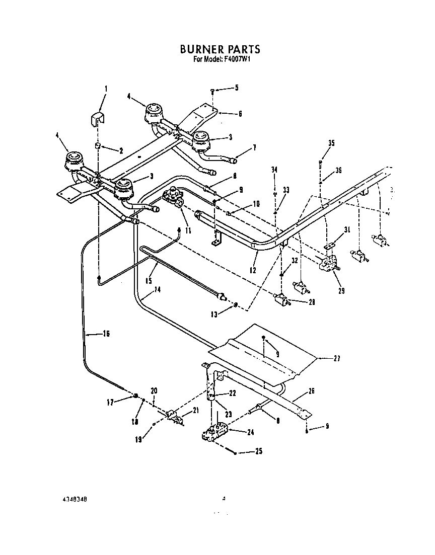 Roper F4007W1 burner diagram