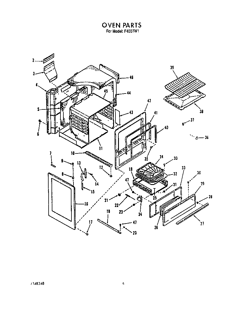 Roper F4007W1 oven diagram